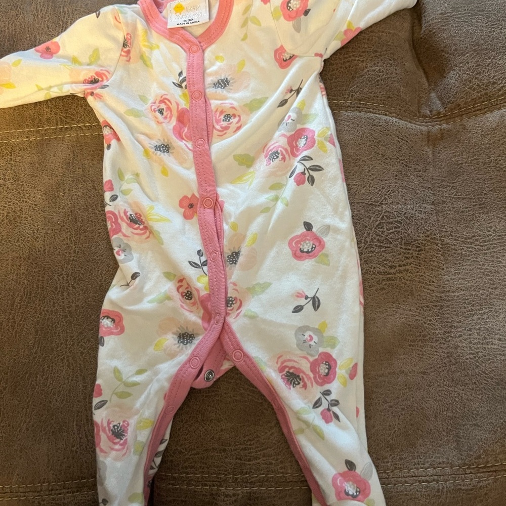 Floral Print Baby Footie